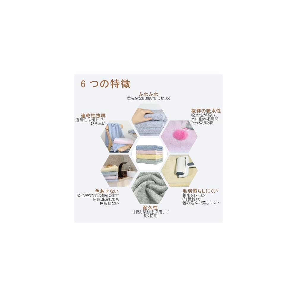 Econest Face Towels, Set of 8. Low lint, absorbent, antibacterial, odor-resistant, thick, durable,
