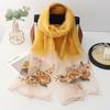 Four Season Silk Wool Scarf Women Hijab Pashmina Shawls Wrap Bandana Blanket Floral Pashmina Embroidery Scarves Foulard Femme