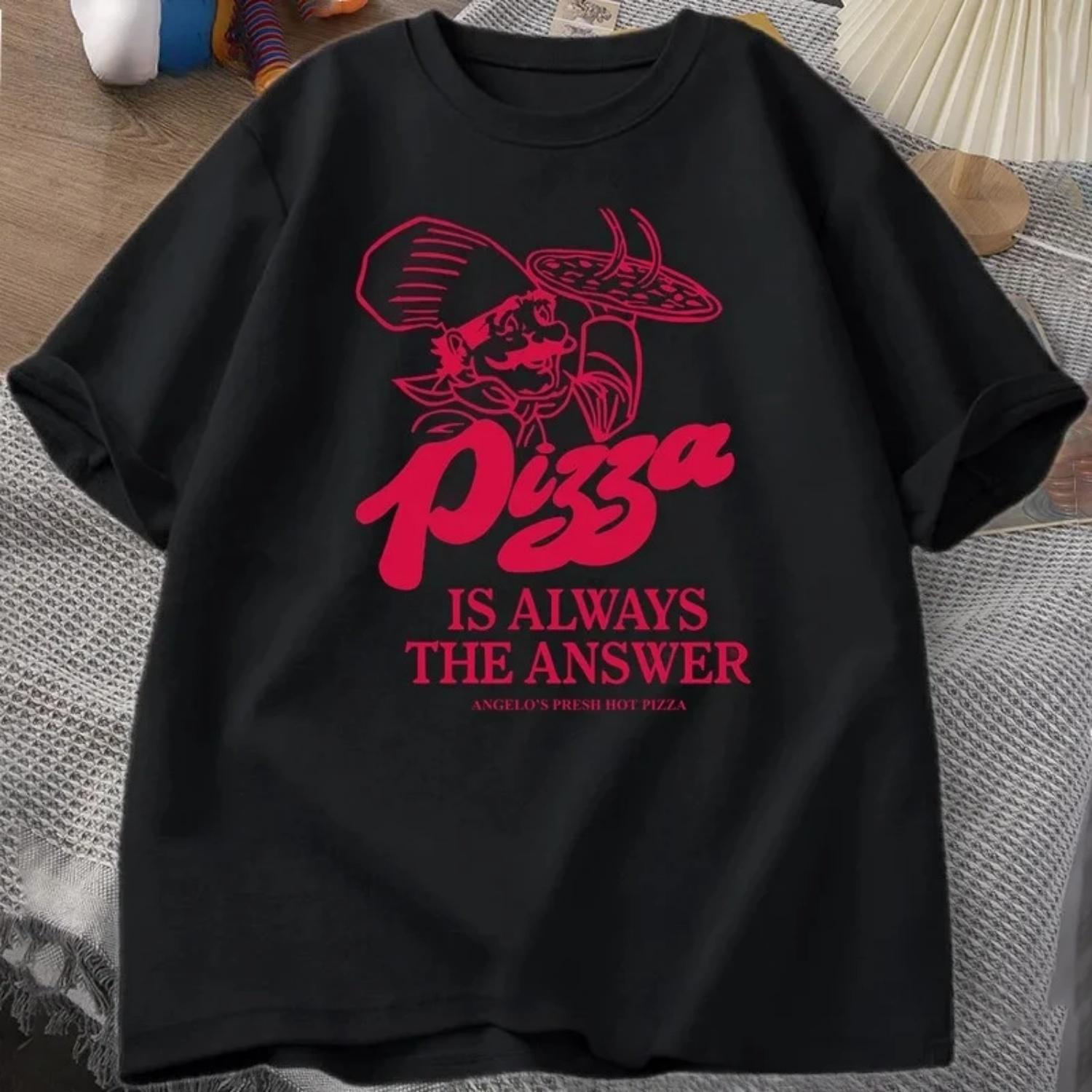 

Pizza Is Always The Answer Food Printing T Shirts for Women Funny Graphic T Shirt Short Sleeve Summer Tee Shirt Tops Fashion Y2K S