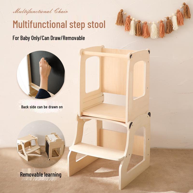 Montessori Toddler Learning Tower: Children's Kitchen Sink Step Stool and Washstand