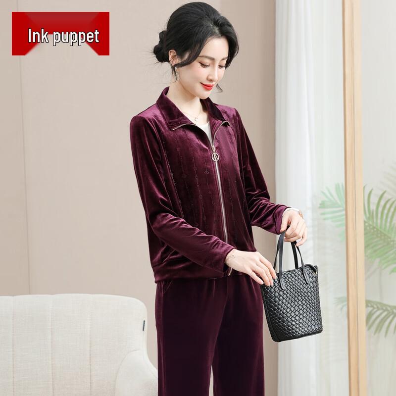 

Mo ou Mama Women s 2025 Autumn Velour Tracksuit Set 2XL