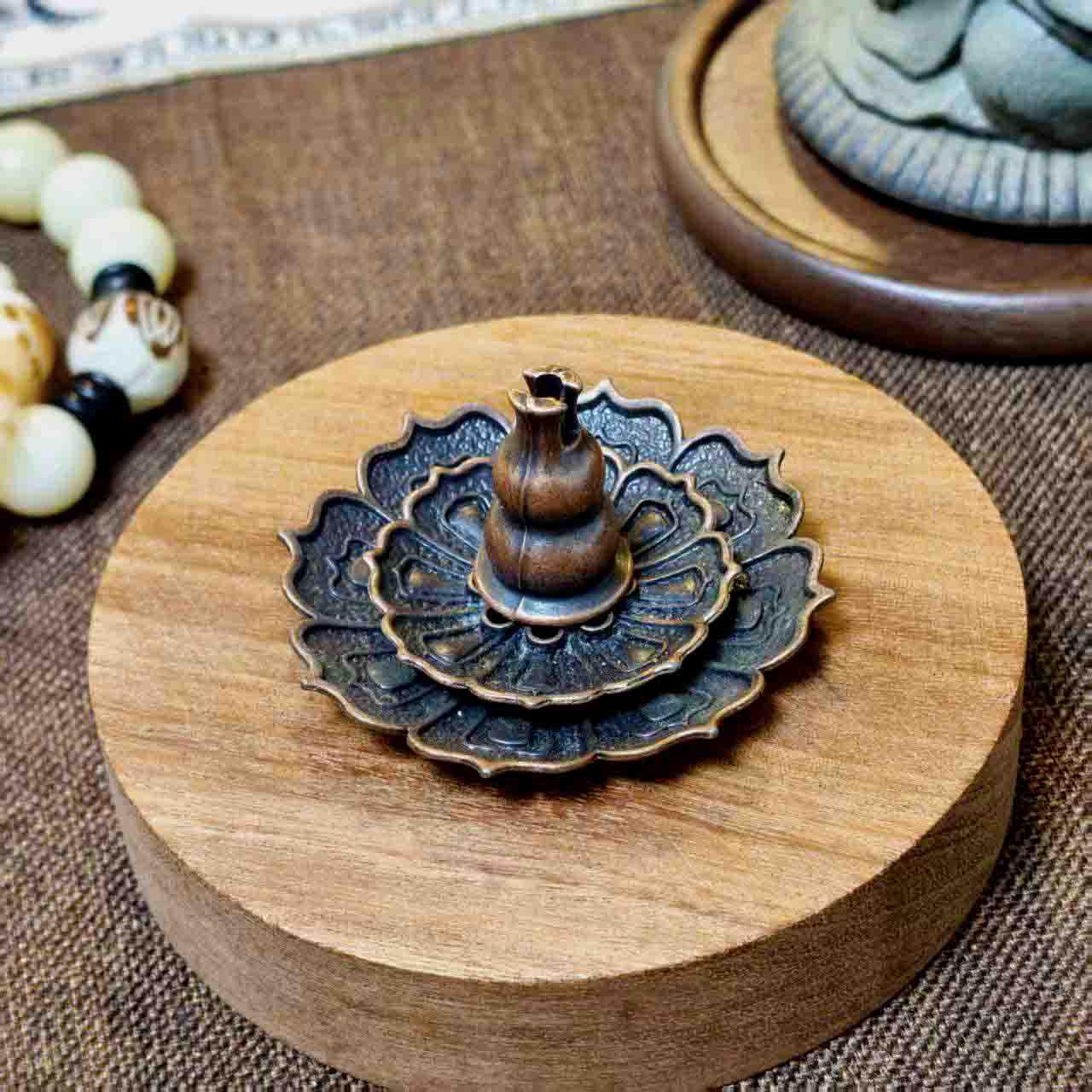 Lotus Antique Bronze Incense Holder & Burner Stand
