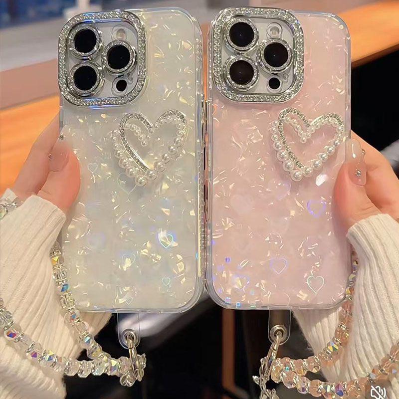 Porous Love Shell Pattern Double Heart Case for iPhone 17 Pro Max/15 Pro/12