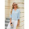 Spring and Summer Solid Colour Shirt V-neck Pullover Loose Top for Women