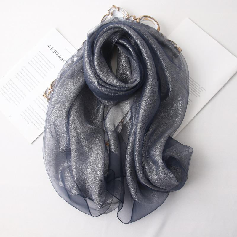 Mary Spring and autumn solid color silk scarf, double-layer gold silk, versatile long cheongsam, organza shawl, women's scarf
