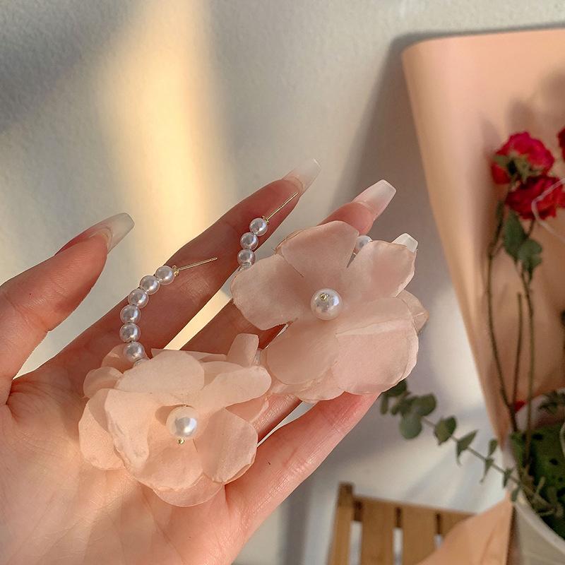 

Модные супер бессмертные жемчужные серьги с розовым цветком, висячие серьги для женщин, роскошные серьги