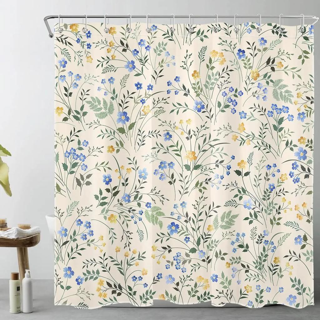 Bohemian Floral Shower Curtain Watercolor Botanical Tropical Palm Leaf Butterfly Modern Simple Polyester Bathroom Decor Curtains