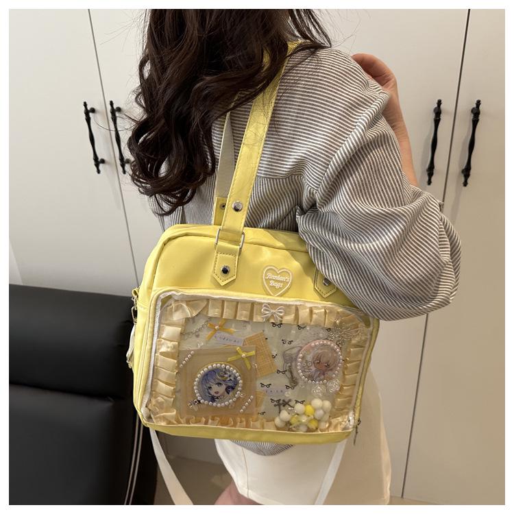 Soft Girl Transparent Ita Bag - Japanese Academy Style Crossbody with Pin Board for Dolls