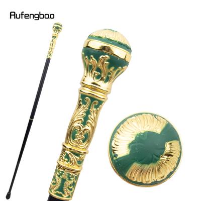 Bastone da passeggio di lusso verde oro con manico rotondo alla moda per feste, bastone da passeggio decorativo, elegante pomello a pastorale, bastone da passeggio 93 cm