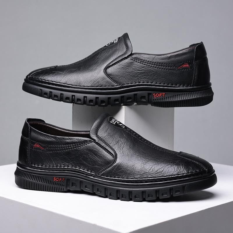 Casual leather shoes men's new British style 2025 texture trend soft leather one-pedal leather shoes