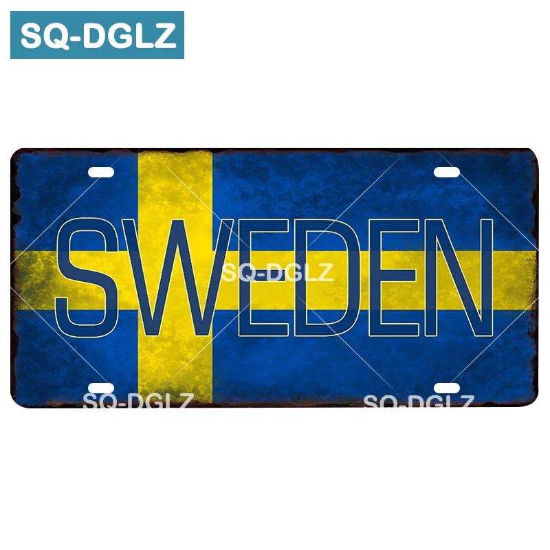 Custom National Flag License Plate Bar Wall Decoration Tin Sign Country Metal Sign Home Decor Painting Plaques Poster