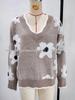 Women's Faux Mink Jacquard Lace Collar Knit Pullover Sweater for Autumn/Winter