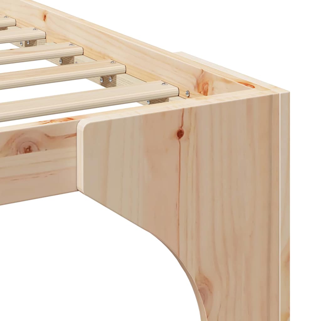 Brown Bed Frame 75 x 190 cm Solid Pine Wood