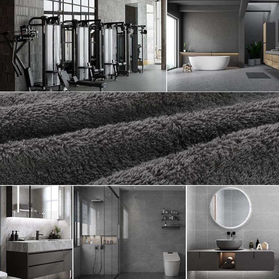 Grey Bath Towels Set of 4 100 Cotton Luxury Bathroom Towels Soft Absorbent and QuickDrying 55x27 Perfect for Hotels Gyms and Sp