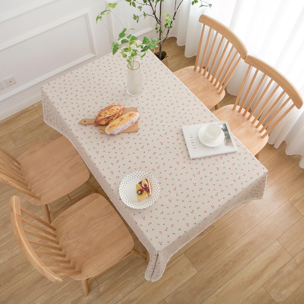 Tablecloth Daisy Print Small Dots Pastoral Cotton and Linen Tablecloth Table Cover
