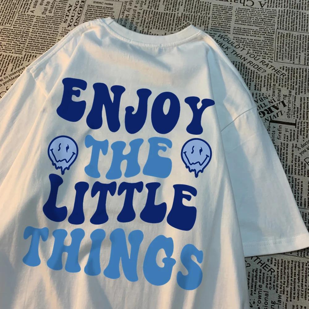 Enjoy The Little Things Letter Men T-Shirt Harajuku O-Neck Tshirts Cartoons Sweat Tee Clothes Fashion Personality Mens Tshirt