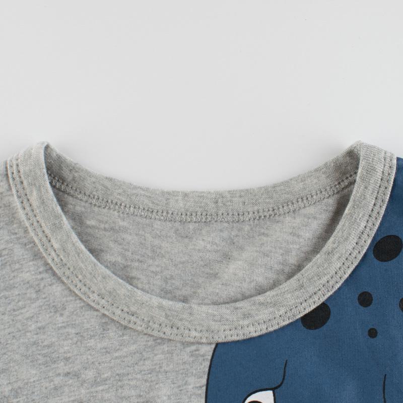 27kids 2024 Korean Style Dinosaur T-shirt for Boys - Summer Short Sleeve
