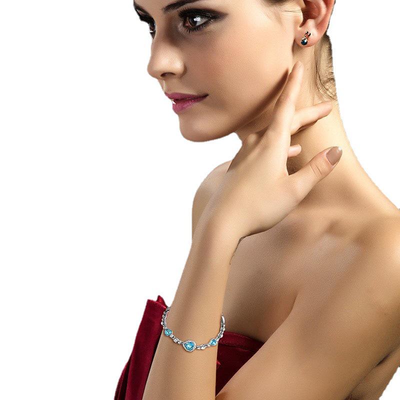 Coração do Oceano Cristal Austríaco Diamante Pulseira Feminina de Moda