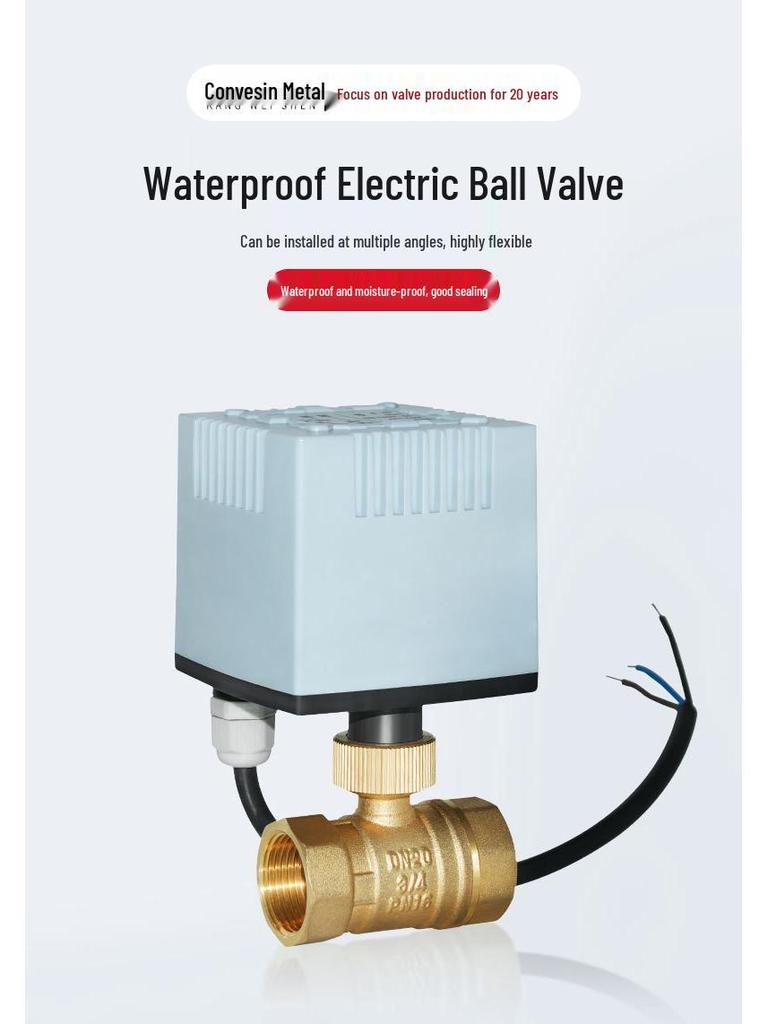 Waterproof Pure Copper Electric Two-Way Valve for Outdoor HVAC Systems