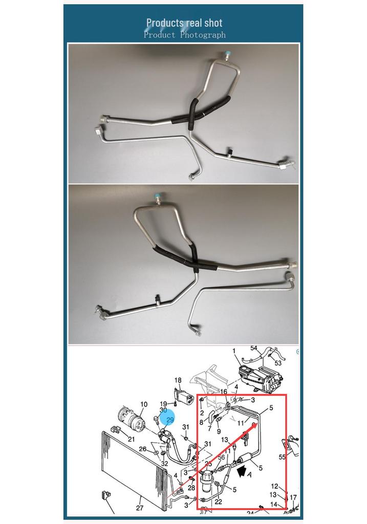 1999-2008 Buick Old Regal 2.0/2.5/3.0 A/C Evaporator Refrigerant High & Low Pressure Pipes