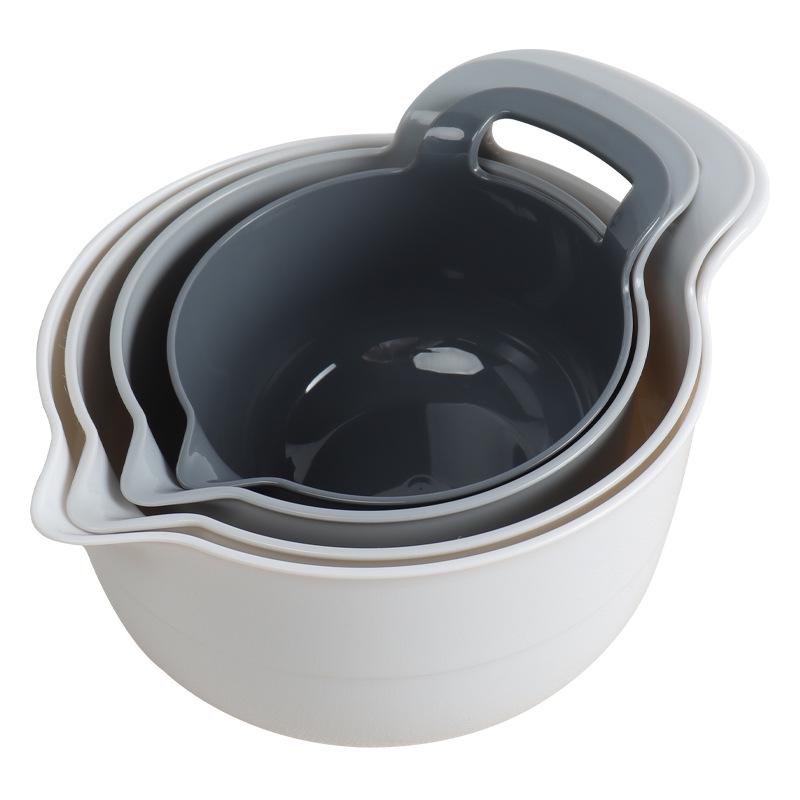 4-Piece Multi-purpose Salad Bowl Set: PP Material Mixing Bowl, Vegetable & Fruit Plate, Snack & Dried Fruit Plate with Handle. 4-piece Multi-purpose Bowl Set 27.5*21*16 cm серый