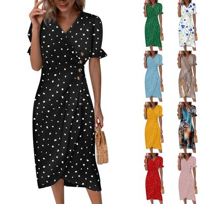 Φορέματα παραλίας για γυναίκες Άνοιξη Καλοκαίρι Κομψό λουλουδάτο φόρεμα Boho με λαιμόκοψη Flowy Ruched Hawaiian Maxi φόρεμα