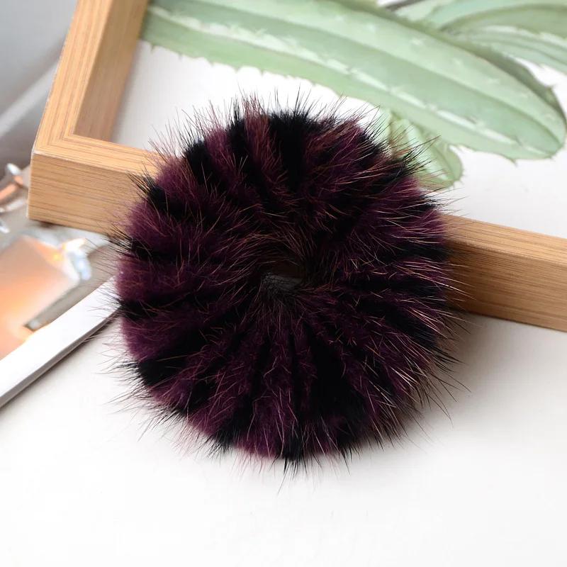 Haarband 100% Echtes Nerzhaar Seil Haargummi Seil Pferdeschwanz Schwanz Streifen Handgelenkband Vintage Elastisch Kopfschmuck Haarband