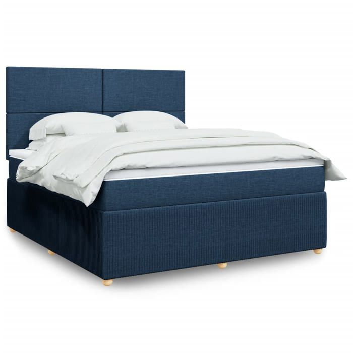 VidaXL Slat Bed Base with Mattress Blue 180x200 Cm Fabric 3294434