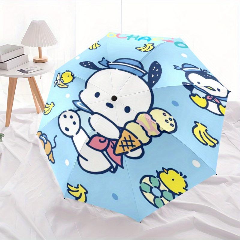 Penguin and Pochacco Automatic Opening and Closing Cartoon Umbrella - Small Umbrella Suitable for Various Occasions, Portable 3-Fold Small Umbrella Fo
