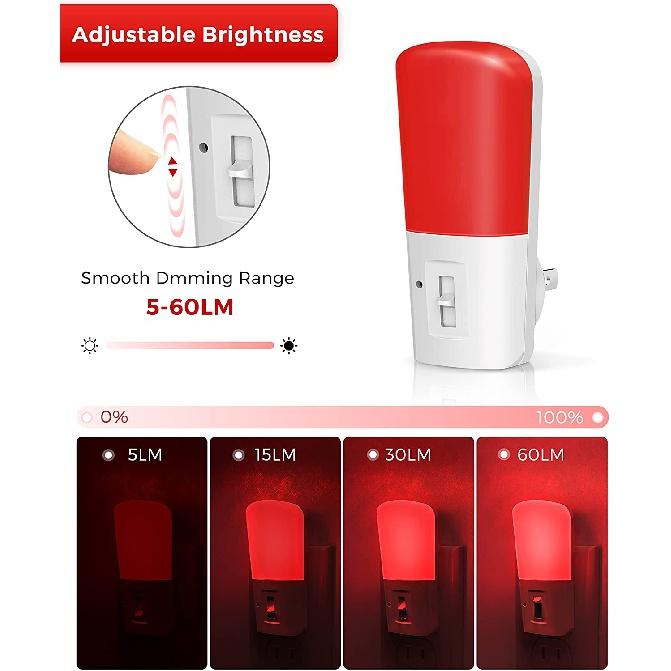 Red Color Dimmable Led Night Light With Light Sensor 110V - 240V 1W Eu Us Uk Plug-In Night Light For Babies Kids