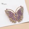 Electroplated Brooch Pin, 3D Butterfly Design with Sparkling Rhinestones, Secure Clasp Pin Strong Buckle Badge for Coats Shirts Bags Accessories