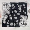 Xiaoxiangfeng rose flower printing silk scarf women's versatile summer imitation silk small square scarf light and simple foreign style scarf