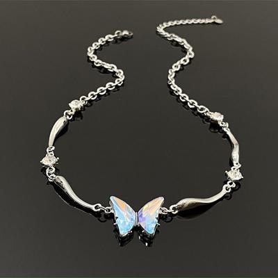 Glänzende Aussage Schmetterling Anhänger Halsketten Für Frauen Mädchen Bunte Exquisite Schlüsselbein Kette Schmuck Zubehör Geschenke