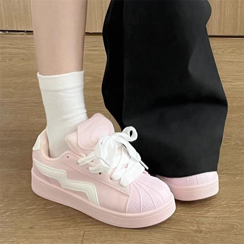 Pink shell head bread shoes women's spring and summer versatile student casual versatile retro sports board shoes