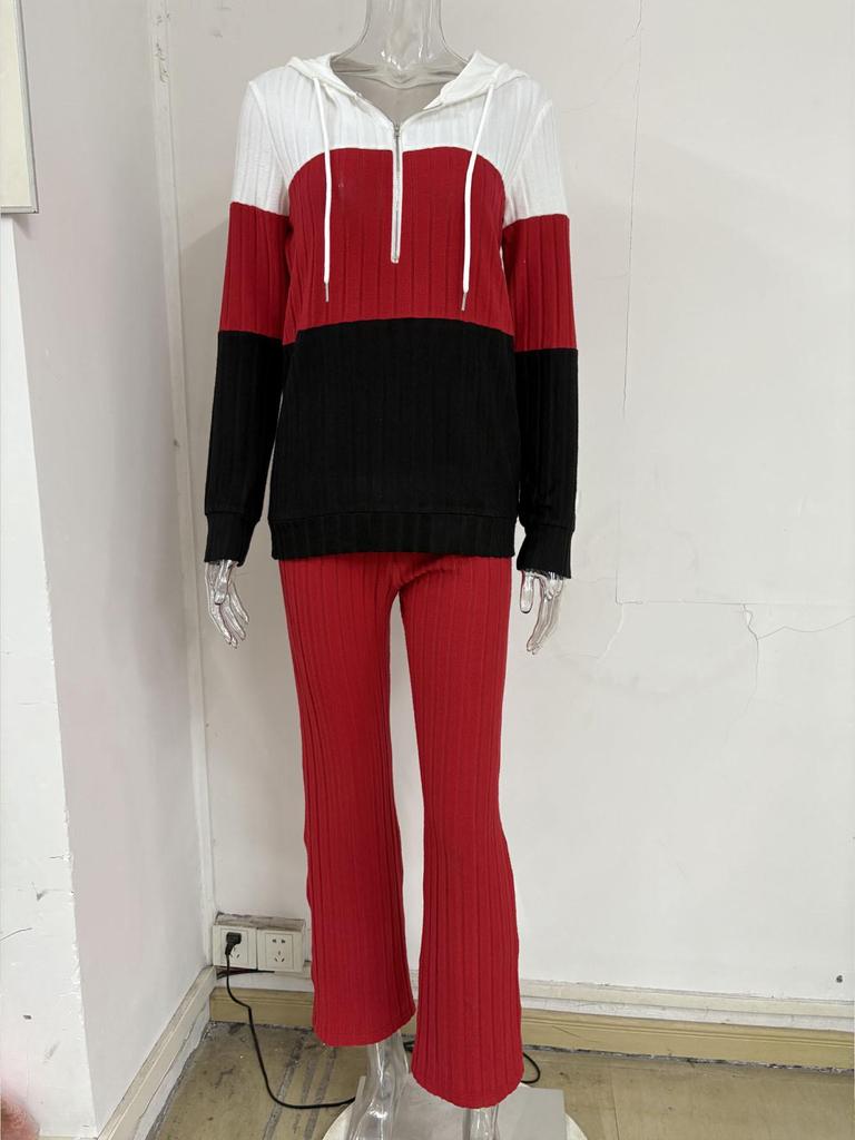 TUME Autumn/Winter Color Block Hoodie & Pants Set - Casual Fashion Two-Piece