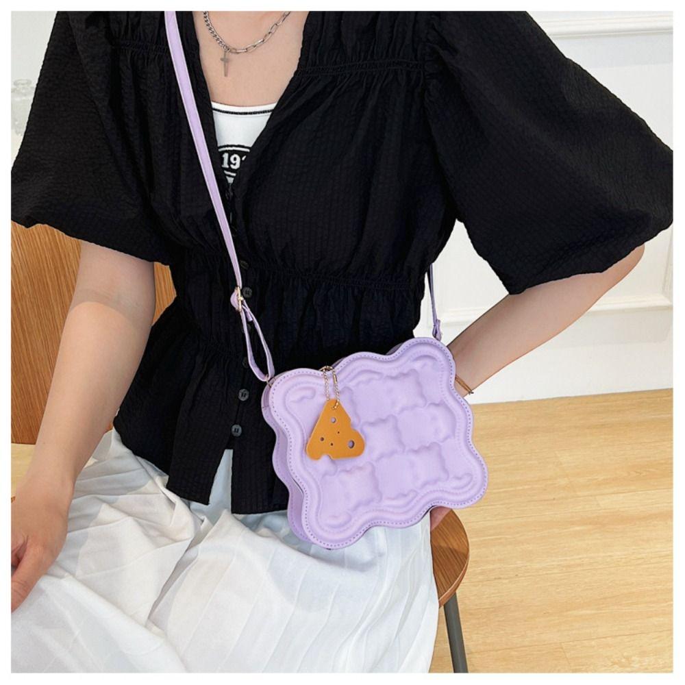 PU Leather Casual Messenger Bag Mini Crossbody Bag Simple Cheese Shoulder Bag Shopping