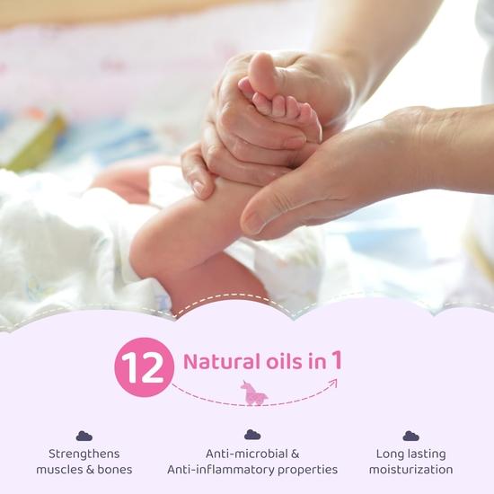 CITTA Natural Baby Massage Oil for New Born & Kids | Enriched With Coconut, Olive & Almond Oil for Baby Massage , Non-Sticky Baby Oil | 200 Ml