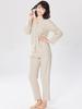 RAKUYUME Linen Long Sleeve Loungewear for and and Size Women's Pajamas, Spring, Summer, Autumn, Winter, Moisture-Wicking Quick-Drying (Light Khaki, M)