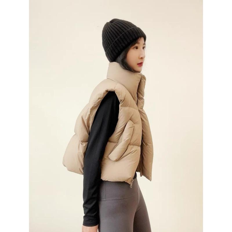 Bavlněná vesta dámská stojáček zahuštěná volná krátká malý voňavý vítr bez rukávů bavlněná vesta kabát vlna