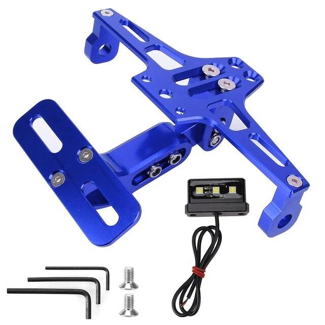 CNC Aluminum Motorcycle License Number Plate Holder Frame Adjustable with LED Light Moto Accessories Turn Signal Light Bracket