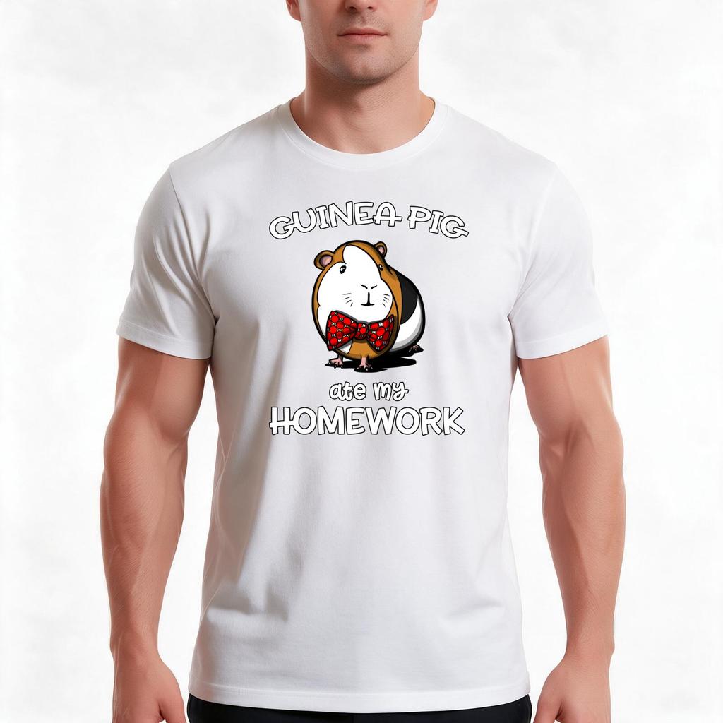 Guinea Pig Ate My Homework Tshirt Summer Casual Cotton Tee Oversized Streetwear Tops Vintage Graphic Print Unisex Unisex Unisex