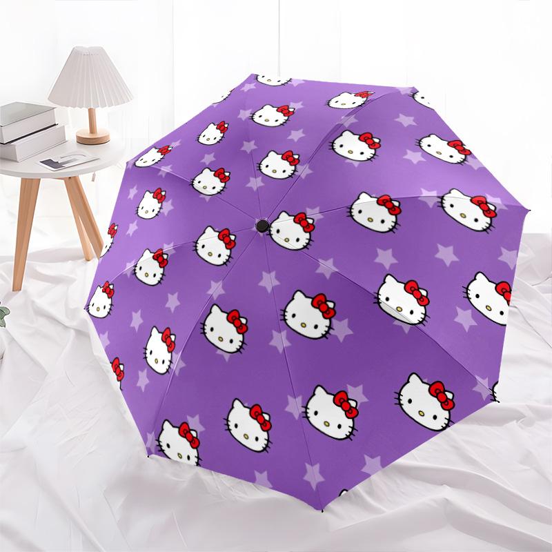 Hello Kitty  pattern, automatic folding umbrella, portable and foldable design, 8 ribs, a Christmas or birthday gift.