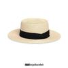 Women's French Summer Straw Hat, Large Brim, Ribbon, Flat Top, Outdoor Travel Sun Protection