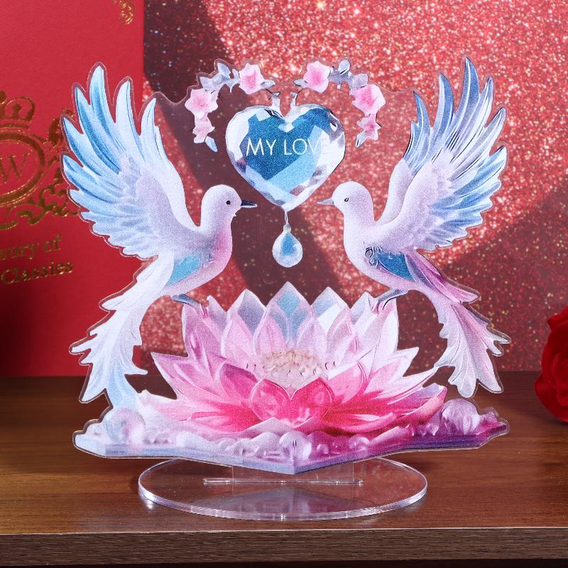 1 Stück Acryl Böhmische Herzförmige Skulptur Ornament Elegante Schreibtischdekoration Für Zuhause Oder Büro