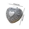 1PC Alloy Antique Jewelry Box Silver Heart Shape Ring Box Classic Portable Small Trinket Storage Organizer Chest for Jewelry