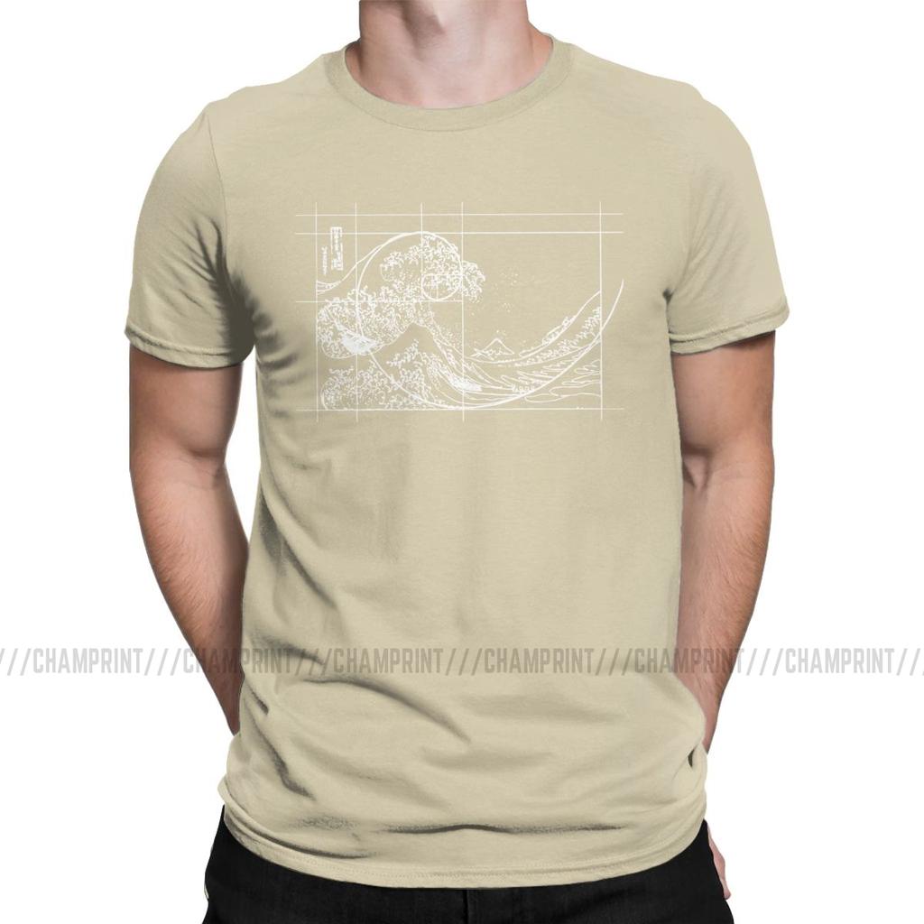 Hokusai trifft Fibonacci-Folge Goldener Schnitt Herren T-Shirt Mathe Technik Geek Lässige T-Shirts Rundhals-T-Shirts Übergrößen Oberteile