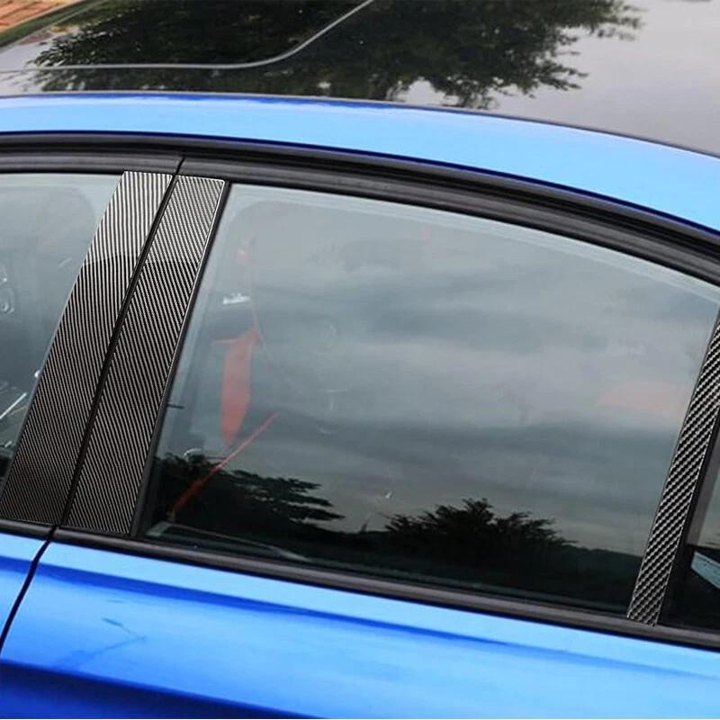 Carbon Window Pillar Post Molding Cover Trim Sticker Fits BMW 3-Series E90 06-12