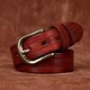 Men's Belt Retro Rub Colored Distressed Genuine Cattlehide Leather Surface Casual Denim Overalls Belt