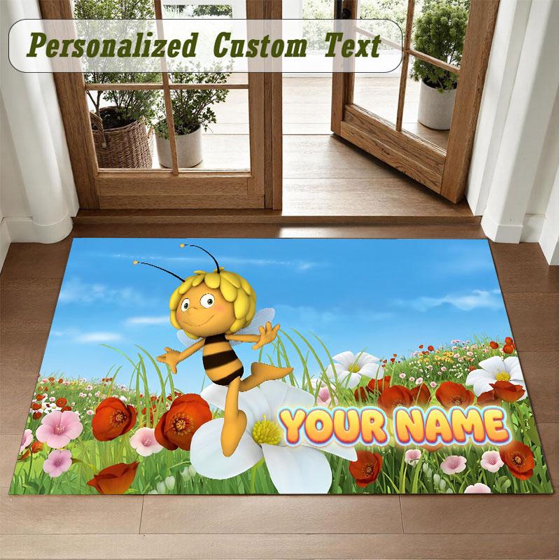 Crystal Velvet Square Rug Custom NameBing Bunny Pattern Non Slip Home Floor Decor Rug