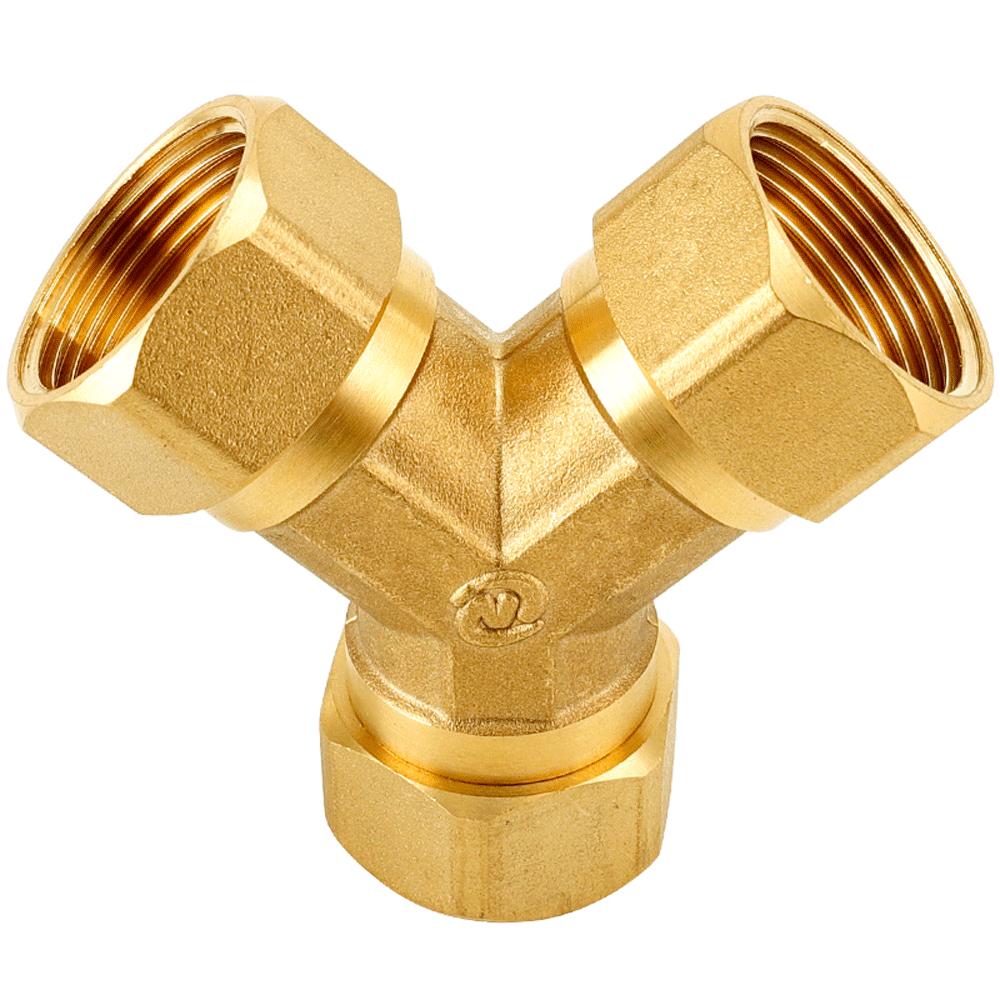 Raccordo a Y in ottone H58 Filettatura BSPP da 1/2" 3/4" Riduttore equalizzatore Giunto di unione ispessito Adattatore per acqua/gas Connettore